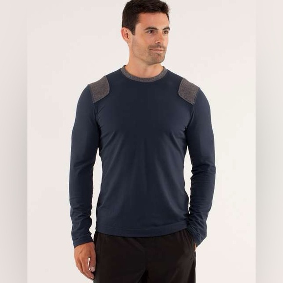 Lululemon Sprint Long Sleeve Shoulder Elbow Patches Ventilated Black Iris Blue - Picture 11 of 11